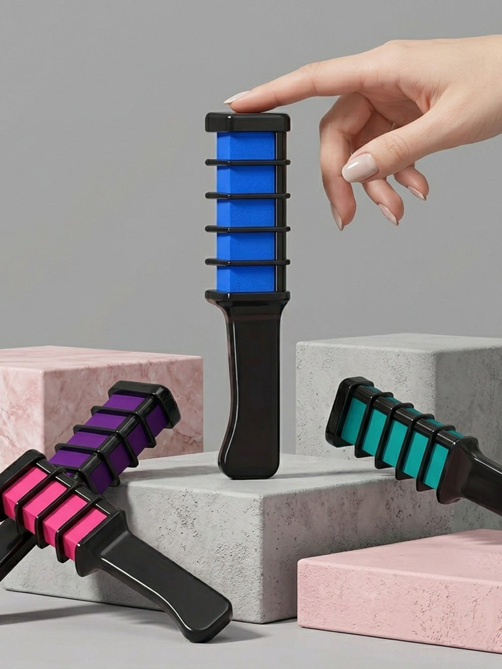 Temporary Hair Chalk Comb Set 14 Colors, Hair Color Sticks with Plant-Based Squalane & Glycerin, Vibrant Streaks for Parties 