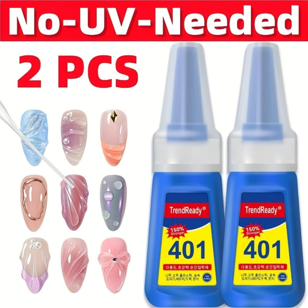 Nail Glue 2 Pack 25g Each Super Strong Waterproof Extra Hold – Fast Drying No Lamp Needed Long Lasting Press On Nail Adhesive