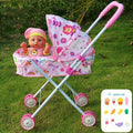 11-Inch Baby Doll and Folding Stroller Playset with 12 Food Accessories in Pink or Purple Color Options — image 16