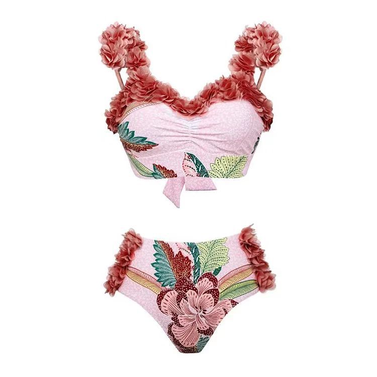 European and American conservative vacation beach hot spring swimsuit French retro one-piece bikini