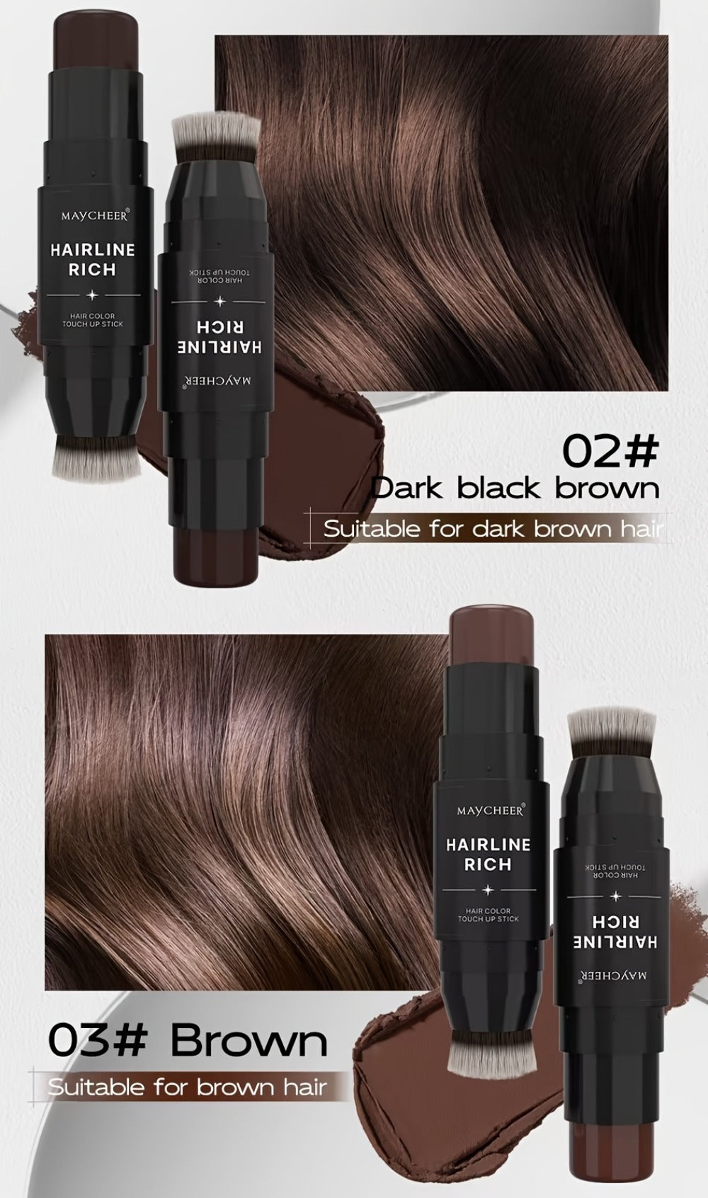 Root Touch-Up Hair Color Pen with Brush Applicator, Instant Gray & White Hair Coverage, Plant Squalane Nourishing Formula — i