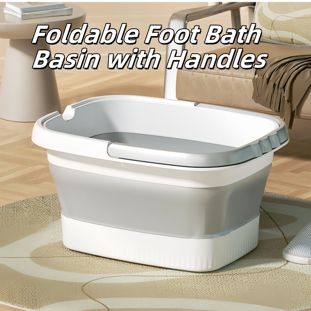 Foldable Foot Bath Bucket 3.96 Gallon Collapsible Portable Pedicure Basin with Sturdy Handle – Space-Saving Foot Soak Tub for