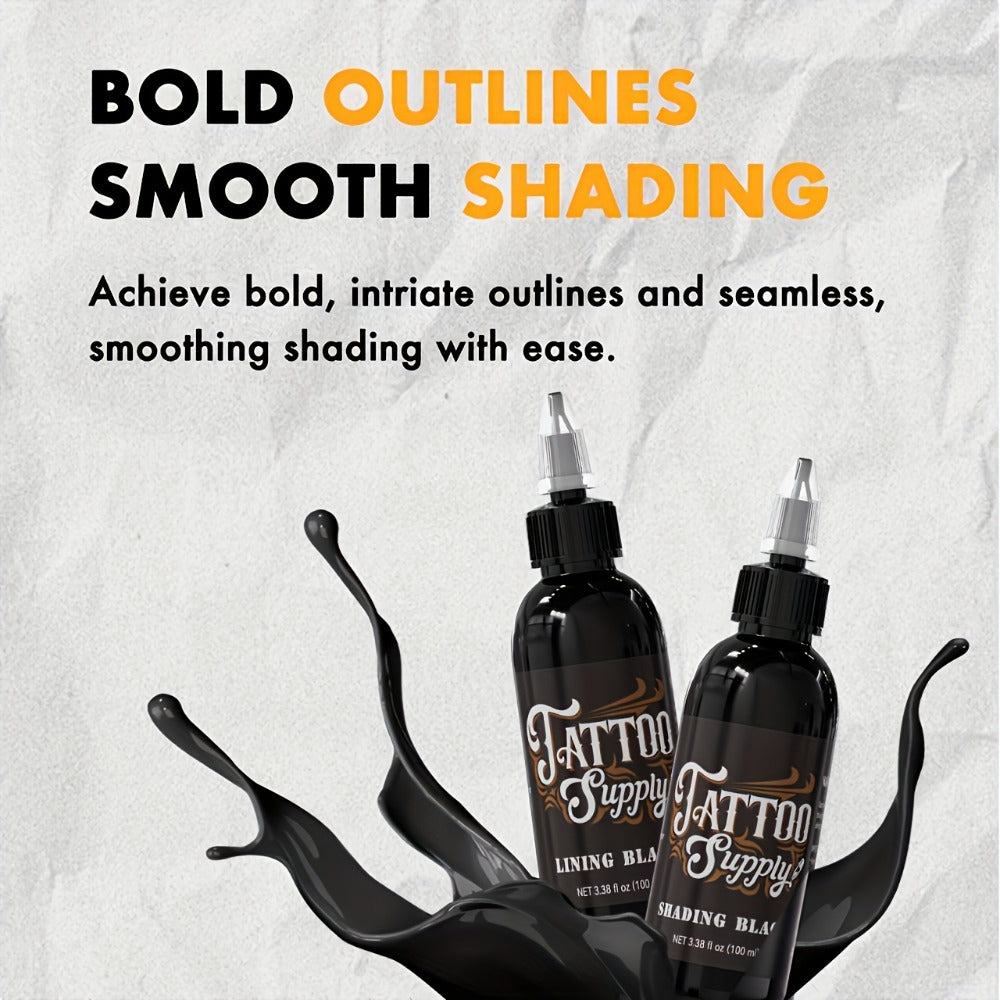 Neebol Super Black Tattoo Ink Darkest Outlining Shading Blending Fade-Resistant Professional Body Art Pigment for Artists & B