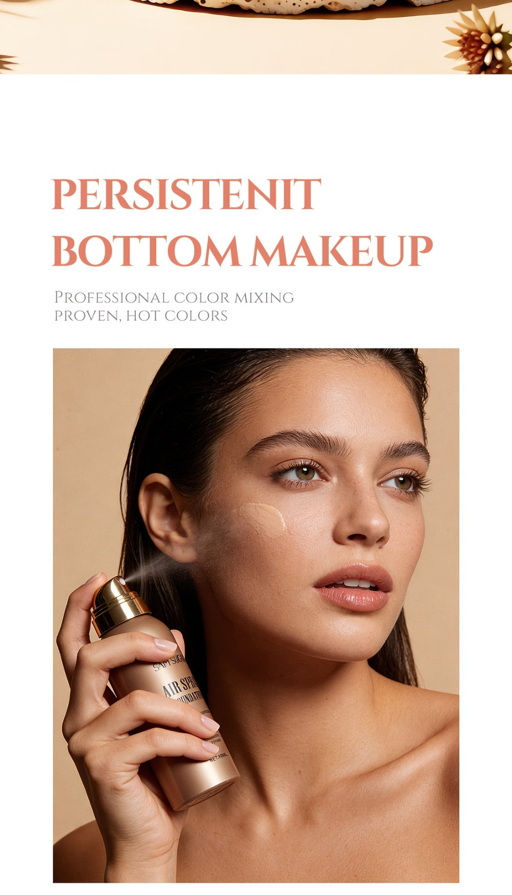 Waterproof Matte Foundation Spray Powder with Brush Set for Women – Sweat-Proof Long-Lasting Full Face Coverage Natural Finis