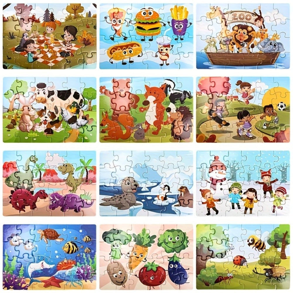 Kids Puzzle Set 12 Pack, Jigsaw Puzzles for Boys & Girls Ages 3+, 12 Different Themes Mixed Colors — image 6