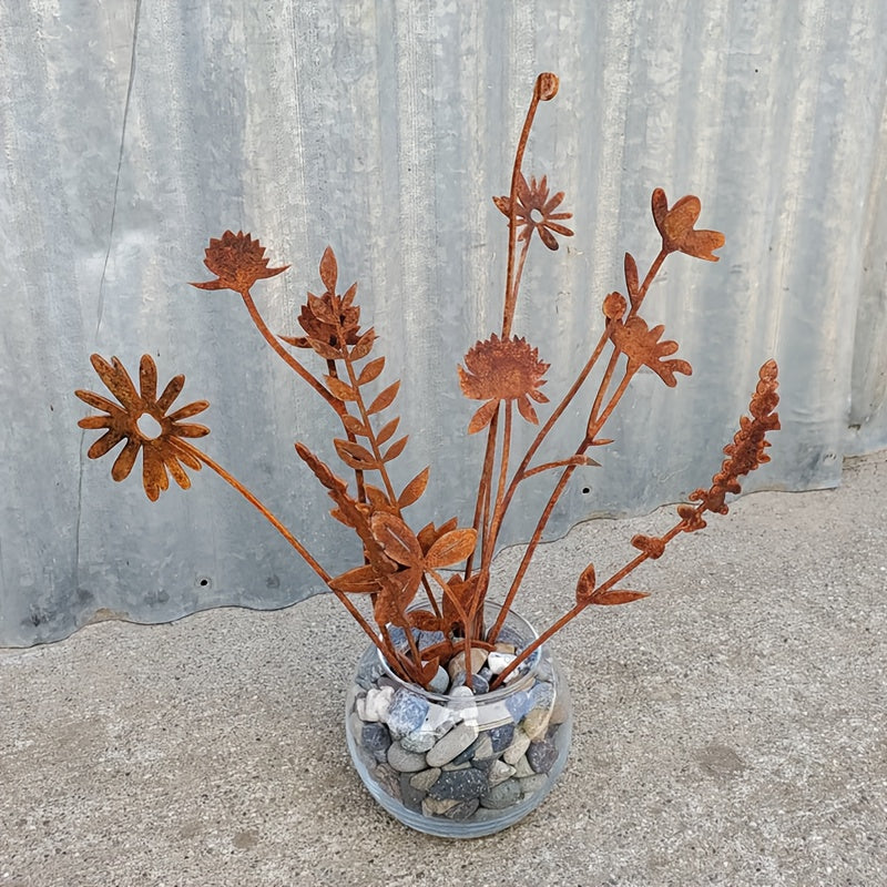 Rustic Metal Wildflower Bouquet, 10-Piece Mixed Stem Set from 25.4 to 40 cm for Vases and Planters — image 3