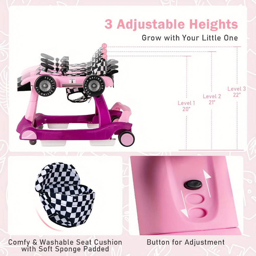 4-in-1 Foldable Baby Walker with Activity Toy Tray & Adjustable Height, Sit-to-Stand Push Walker for Infants & Toddlers — ima