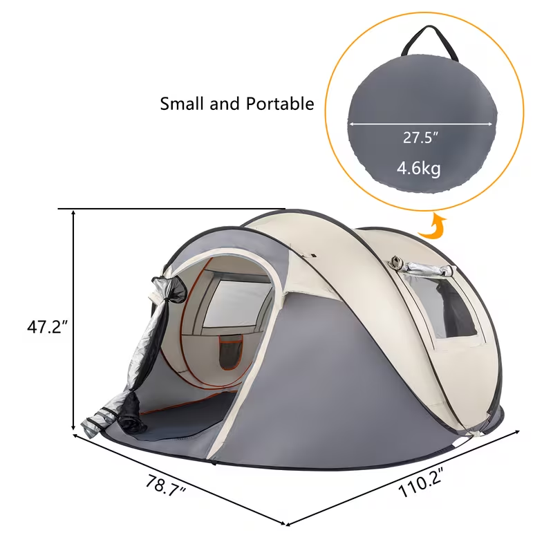 Camping Tent 5-8 Person Automatic Three-Pole Shelter, 110.24 x 82.68 x 47.24 Inches for Outdoor Camp Setup — image 10