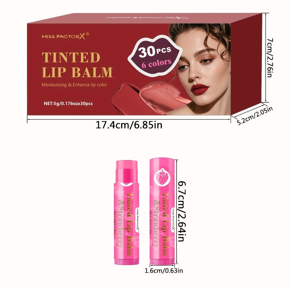 MISS FACTOR 30-Piece Tinted Lip Balm Set with Capped Tubes Organized into Six Color Groups — image 6