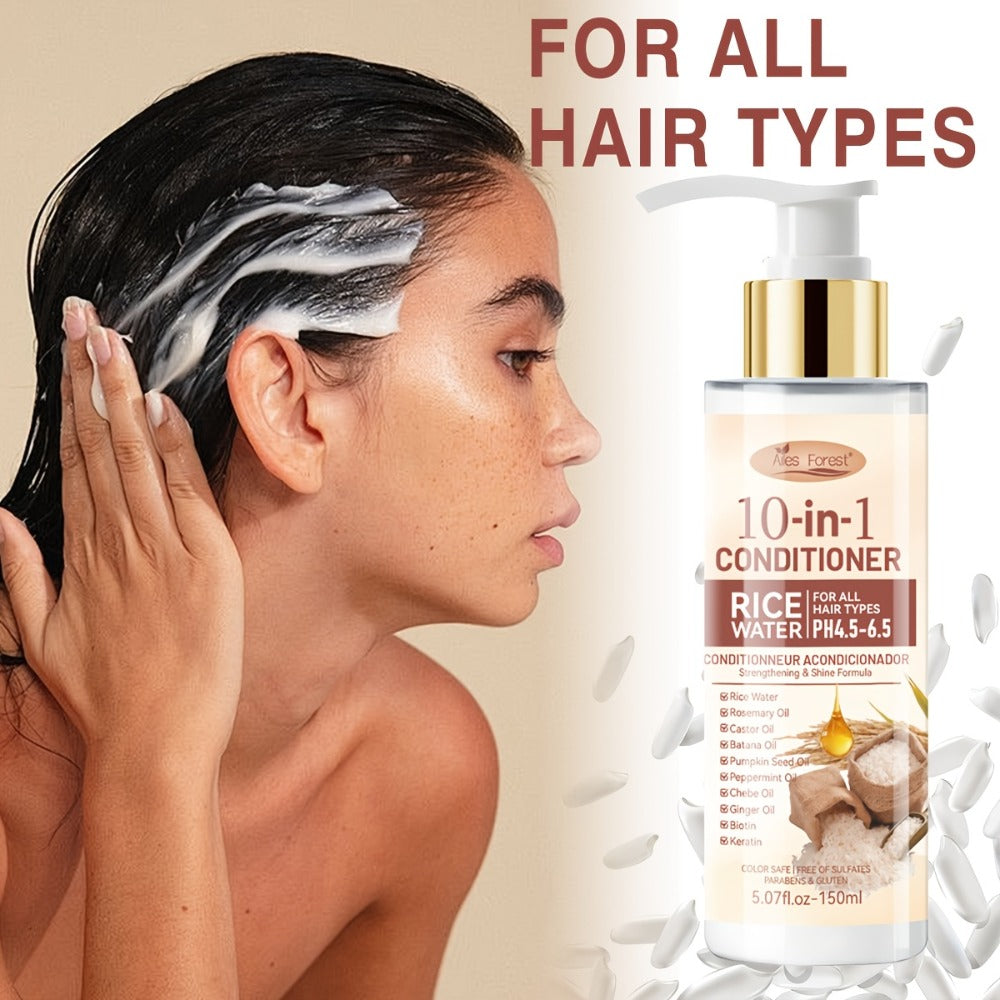 Rice Water 10-in-1-Labeled Shampoo and Conditioner Duo in 150mL Pump Bottles with White-and-Gold Packaging — image 12