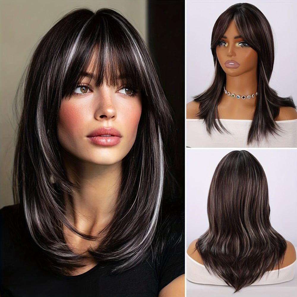Synthetic Wig 20-Inch Layered Straight Style in Deep Purple with Hairnet Included for Cosplay Looks — image 12