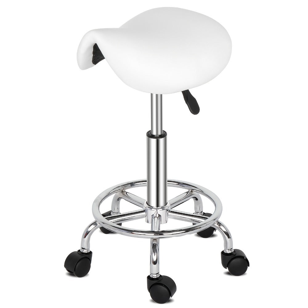 Saddle & Round Salon Stool with Backrest 360-Degree Swivel, Adjustable Height Professional Chair for Salon — image 4