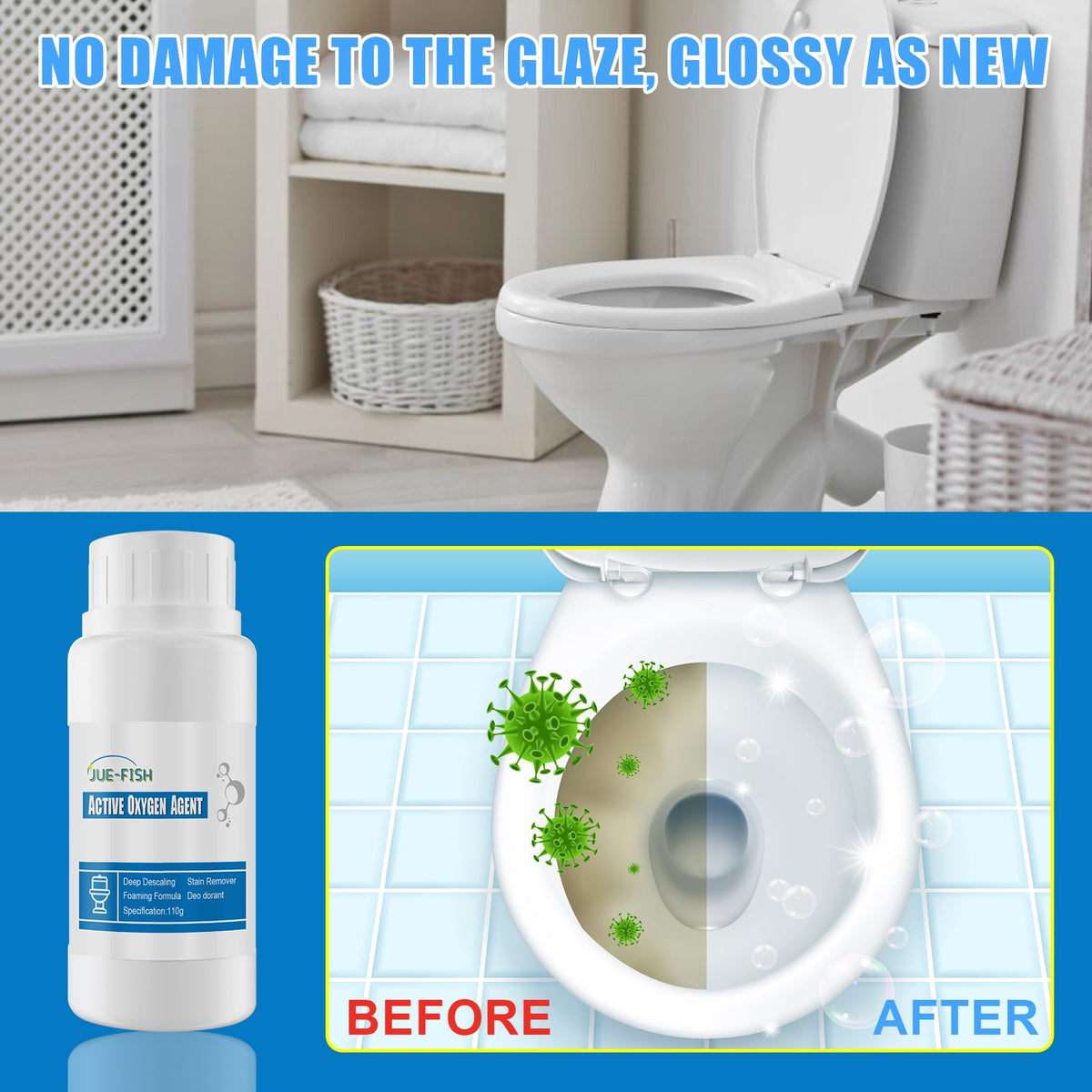 Toilet Reactive Oxygen, Toilet Decontamination Detergent Household Toilet Cleaner