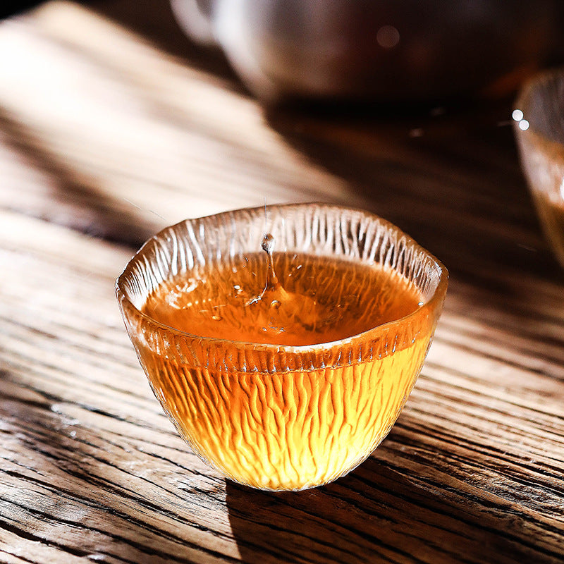 Small personal cup tea tasting cup hammer patterned kung fu heat-resistant glass single cup small cup tea cup