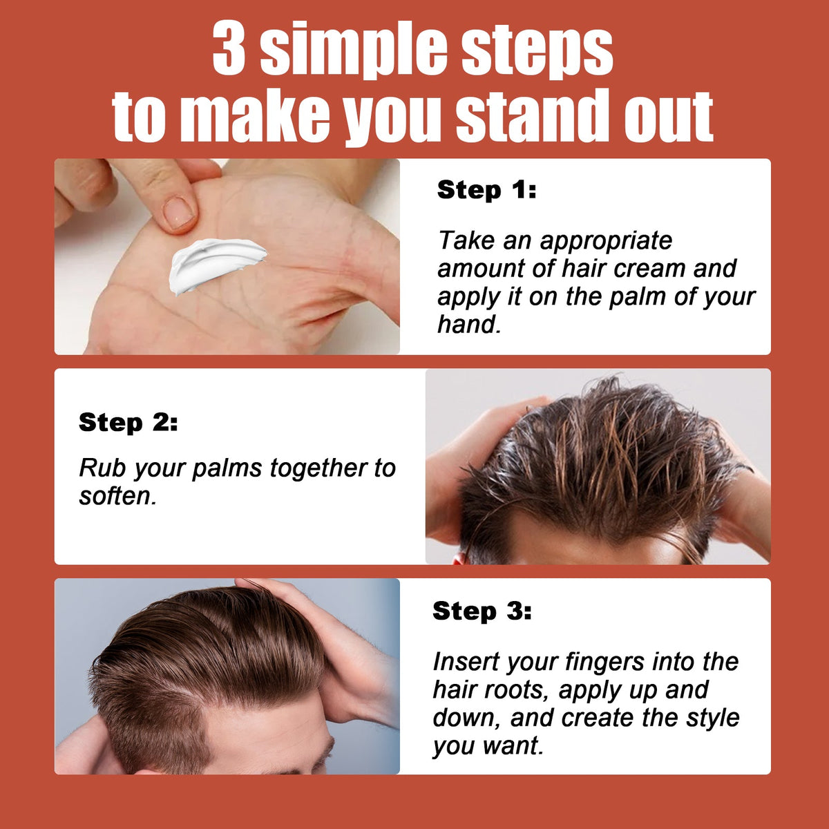 Styling And Care Hair Cream, Strong Hair Styling Moisturizing Shine Long-Lasting Styling Natural Volumizing Cream