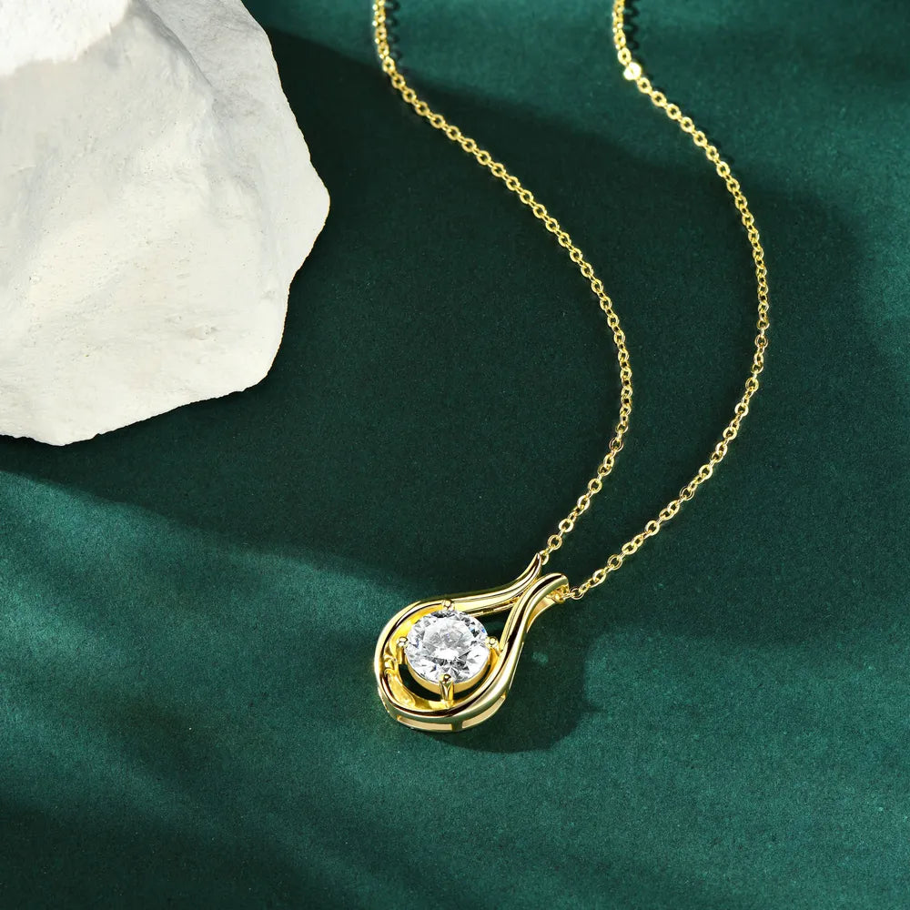 2 Carat Moissanite 925 Sterling Silver Pendant Necklace