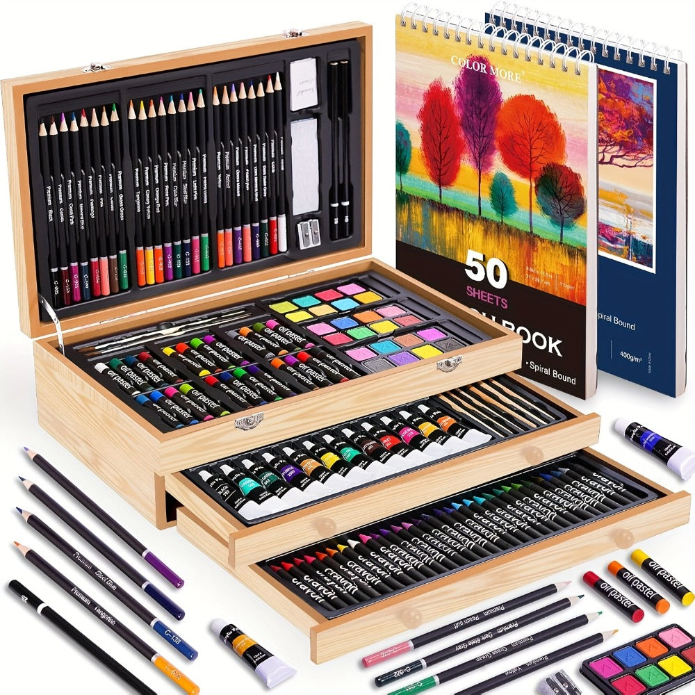 175-Piece Deluxe Art Set in Wooden Case with the Listed Color, Size or Set Options for Everyday Use — image 12