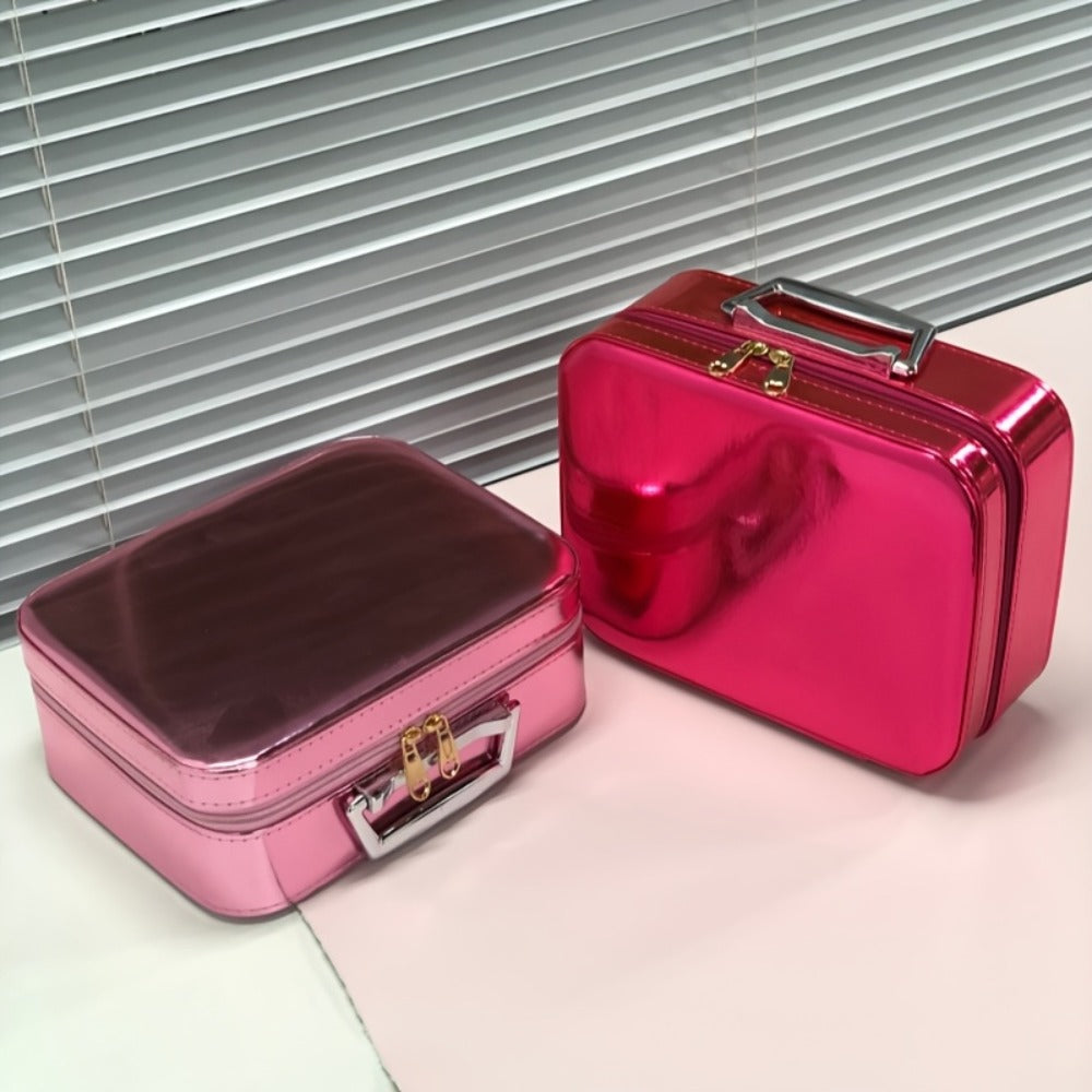 Glitter Makeup Travel Case Hard Shell Large Capacity Flat Lay Organizer Luxury Cosmetic Storage Box for Women Portable Fits i