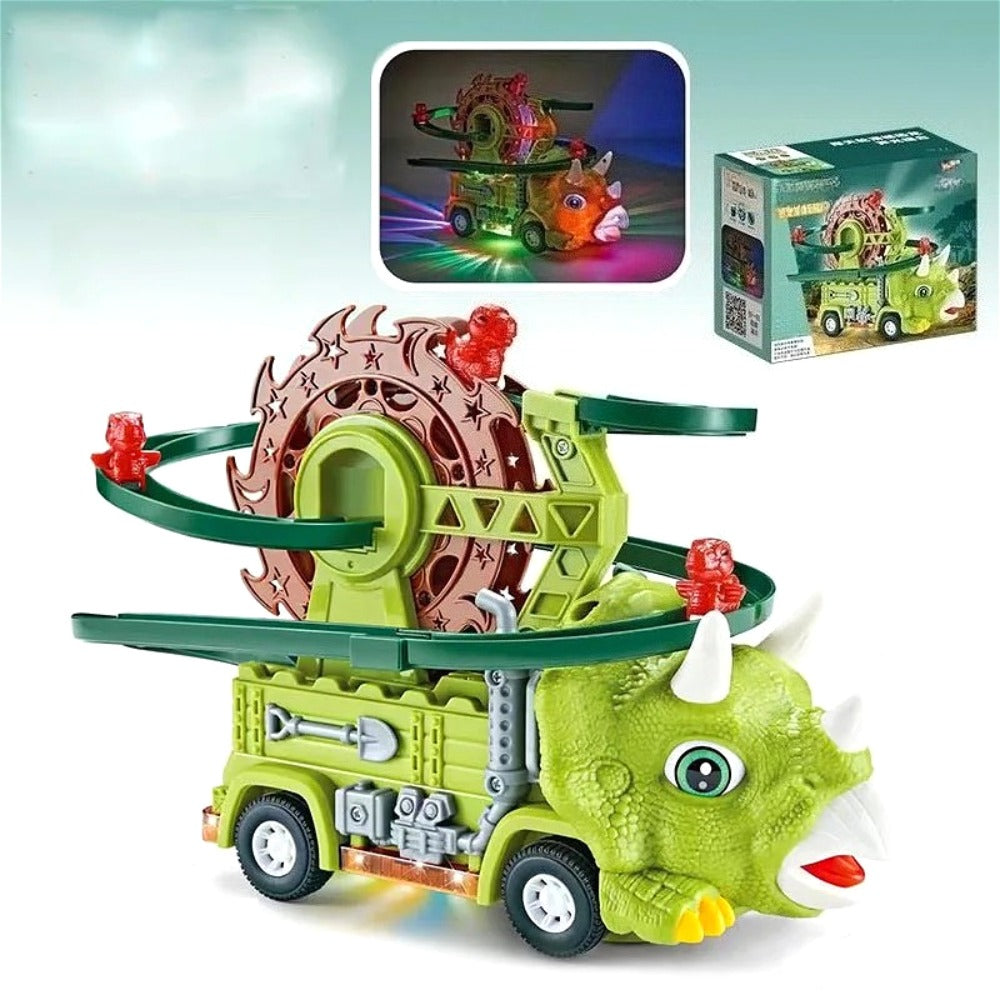 Toddler Dinosaur Track Set Orbital Triceratops Electric Stair Slide Roller Coaster Toy with Music and Lights — image 12