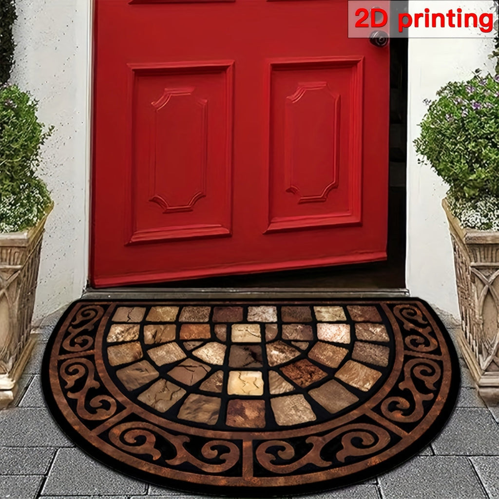 Door Mat Semi Circle Non-Slip | Luxury Velvet Entryway Living Room — image 5