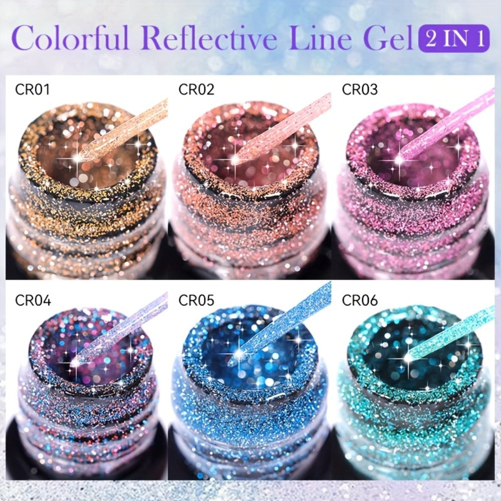 Reflective Line Nail Art Gel Set with Three 5ml LILYCUTE Bottles, Slim Liner Brushes and Two Color Group Options — image 7