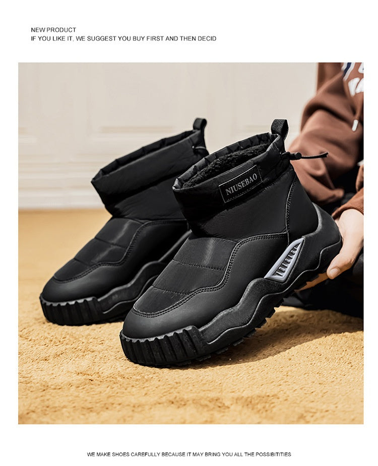 Warm Outdoor Casual Cotton Boots Stylish Mid-top Warm Men's Shoes