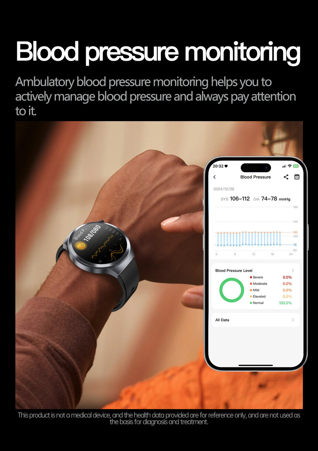 Smart Watch AMOLED Screen ECG Heart Rate Pressure Blood Oxygen Health
