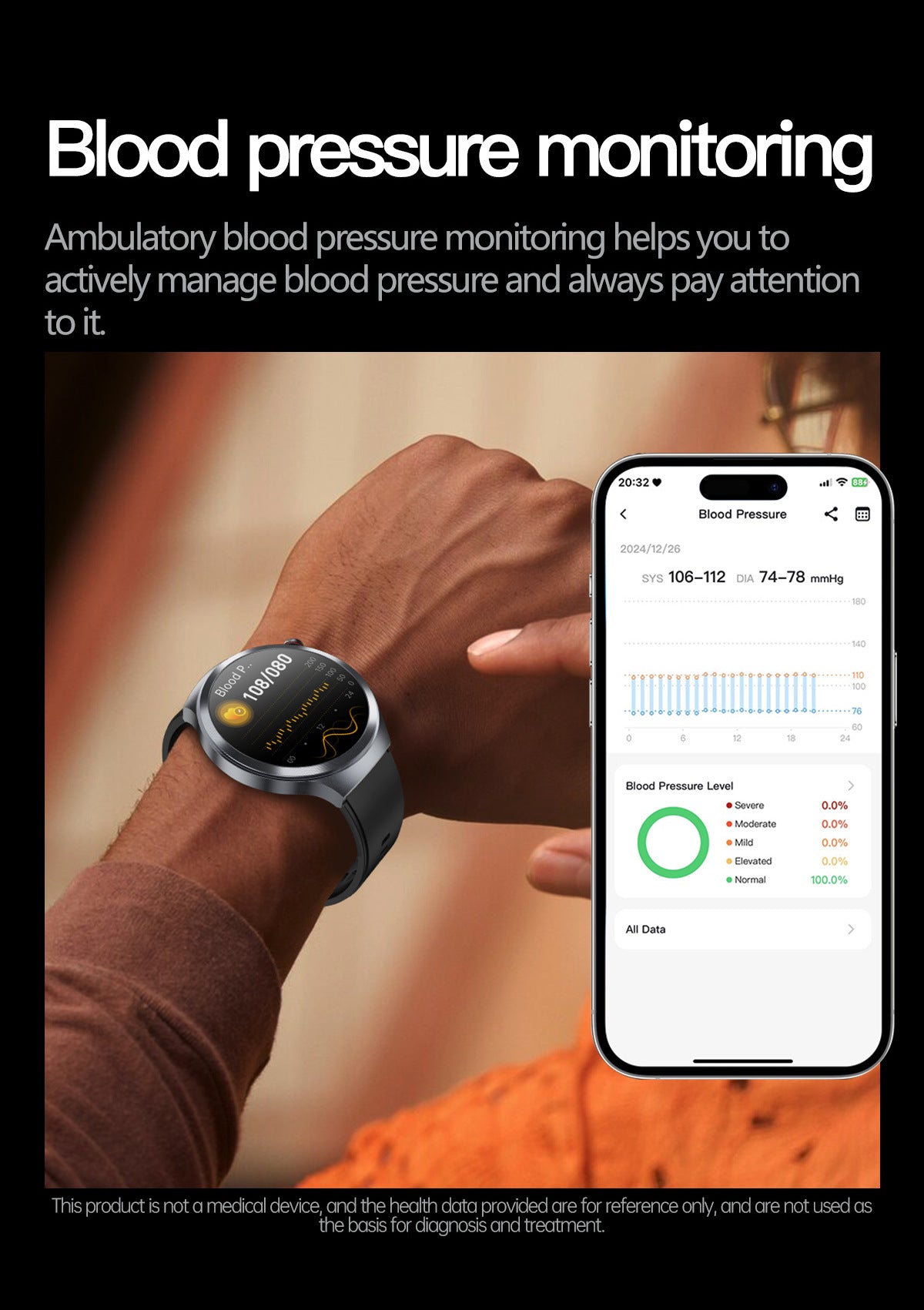 Smart Watch AMOLED Screen ECG Heart Rate Pressure Blood Oxygen Health