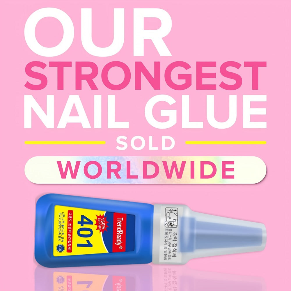 Nail Glue Set, TrendReady 401 25g Bottles in 1+1, 3+1, 5+1 or 7+1 Pack Options with Pointed Nozzles — image 2
