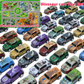 Dinosaur Toy Car Set 29-30pcs, Mini Pull Back Racing Cars with T-Rex Spinosaurus Pterodactyl Figures & City Traffic Map — ima