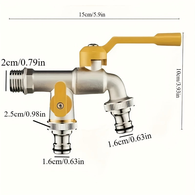 Garden Hose Faucet Dual Outlet Stainless | Outdoor Spigot Sprinkler — image 4