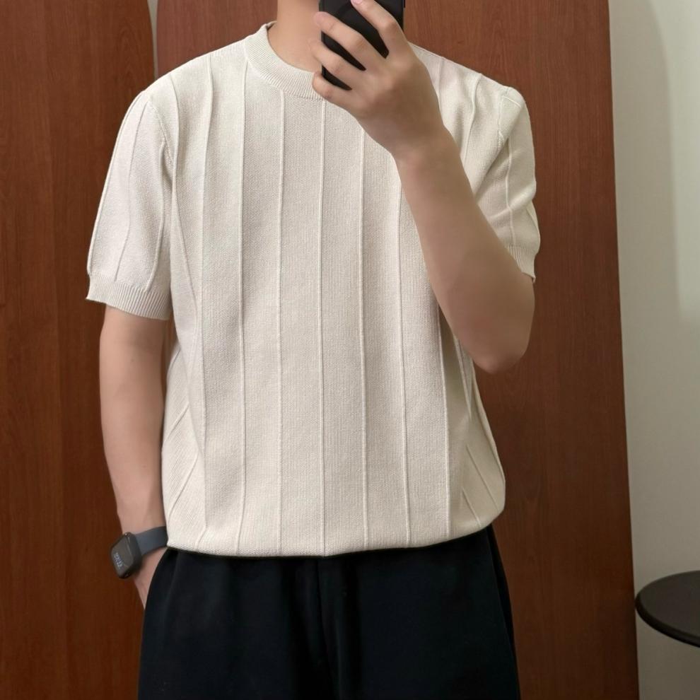 Crisp Solid-color Knit T-shirt