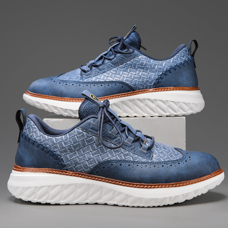 Breathable Woven-Texture Mens Sneakers