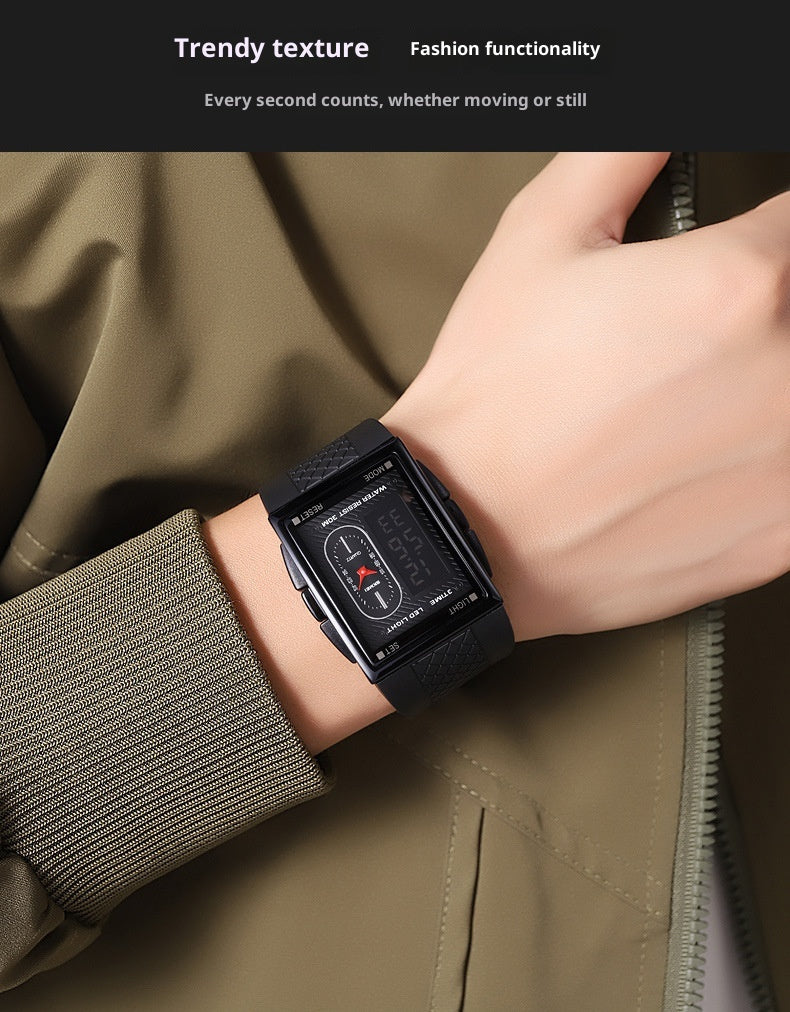 Simple Student Youth Fashion Trend Double Display Multi-functional Sports Waterproof Electronic Watch