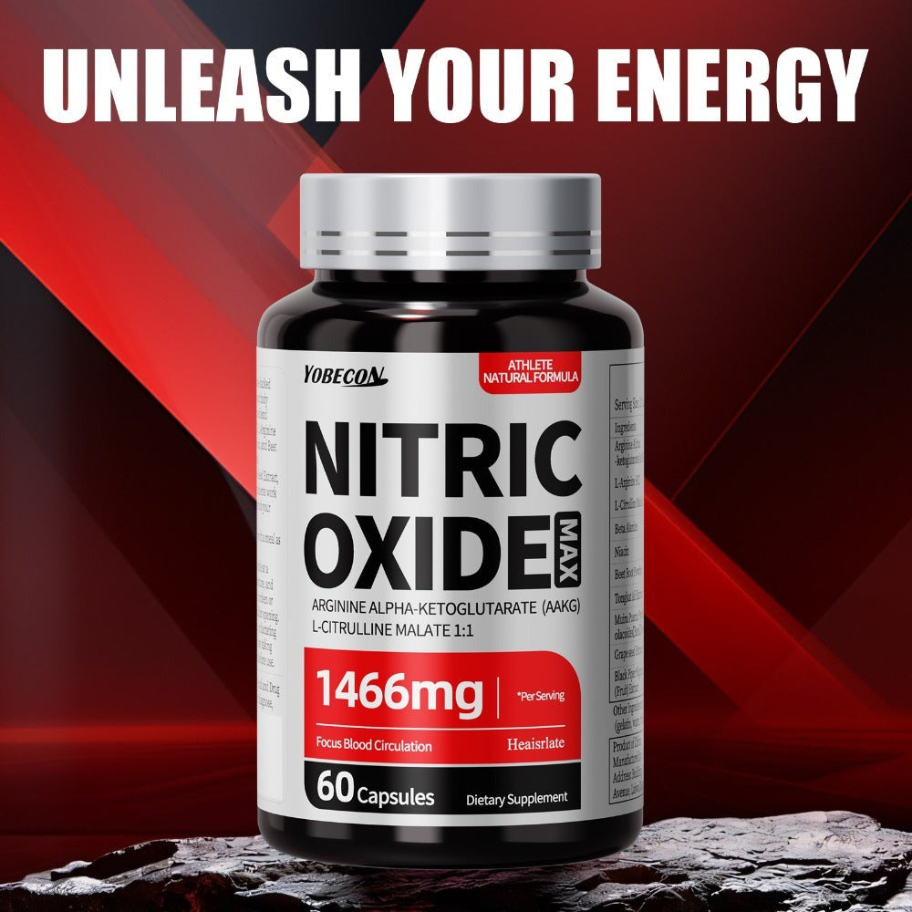 Nitric Oxide Supplement for Men, 800mg AAKG L-Arginine L-Citrulline Beetroot Capsules, Natural Energy & Focus Formula — image