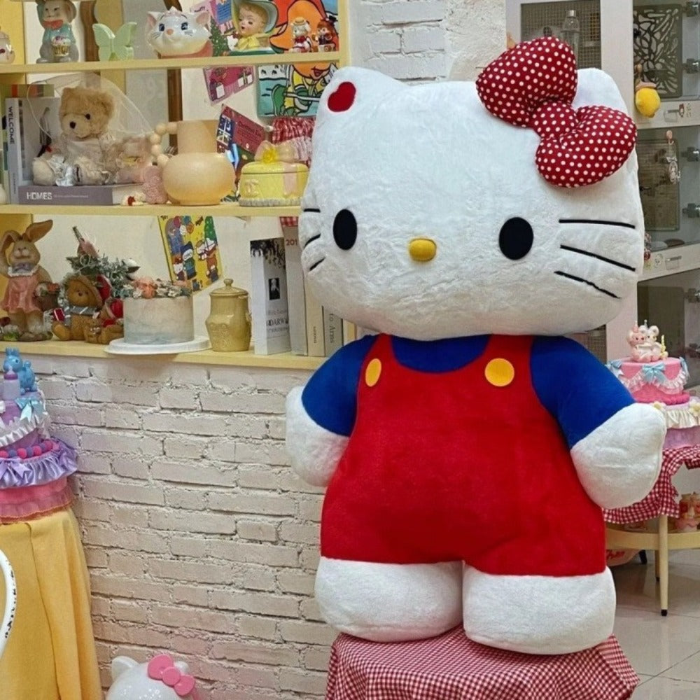 Plush Toy Hello Kitty 16-Inch Character Doll in Red-Blue or Pink-Blue Outfits for Display for Character Display, Room Decor a