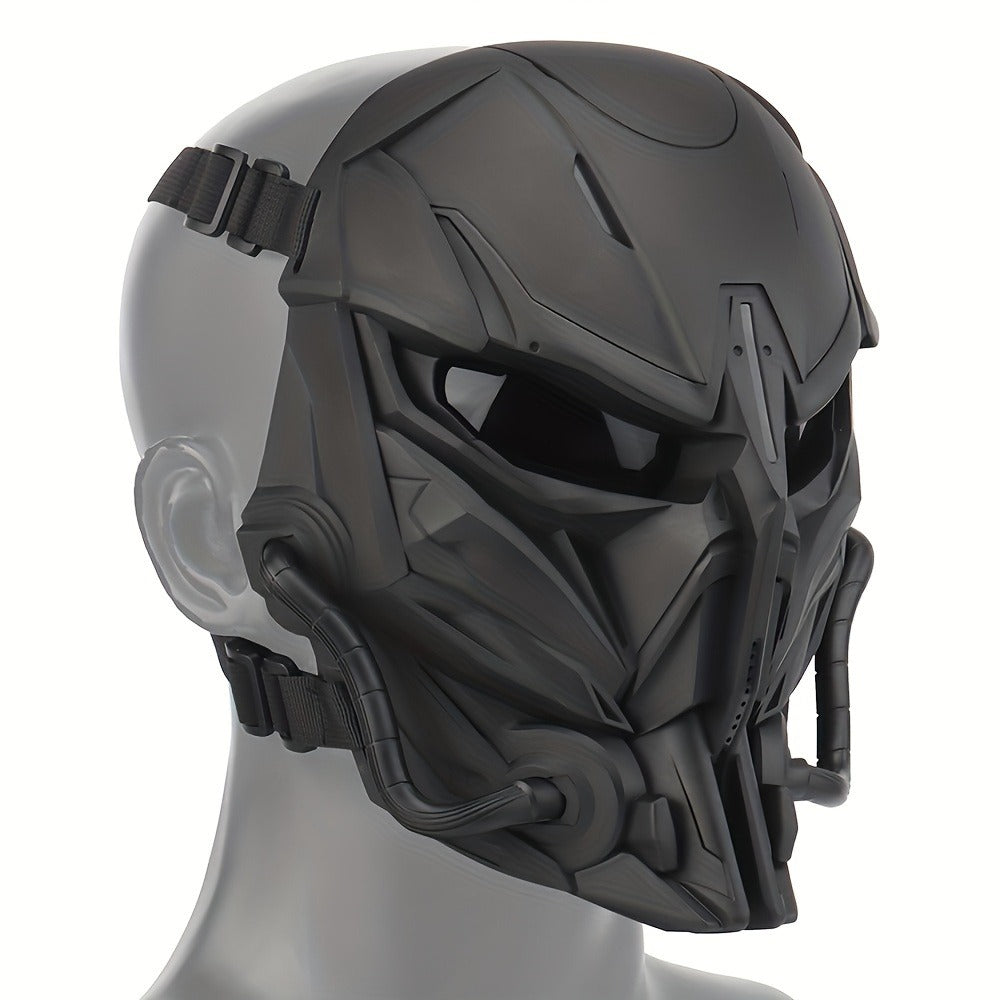 Silver-Plated Mechanical Costume Mask with Full-Face Sci-Fi Design and Sculpted Black Interior — image 7