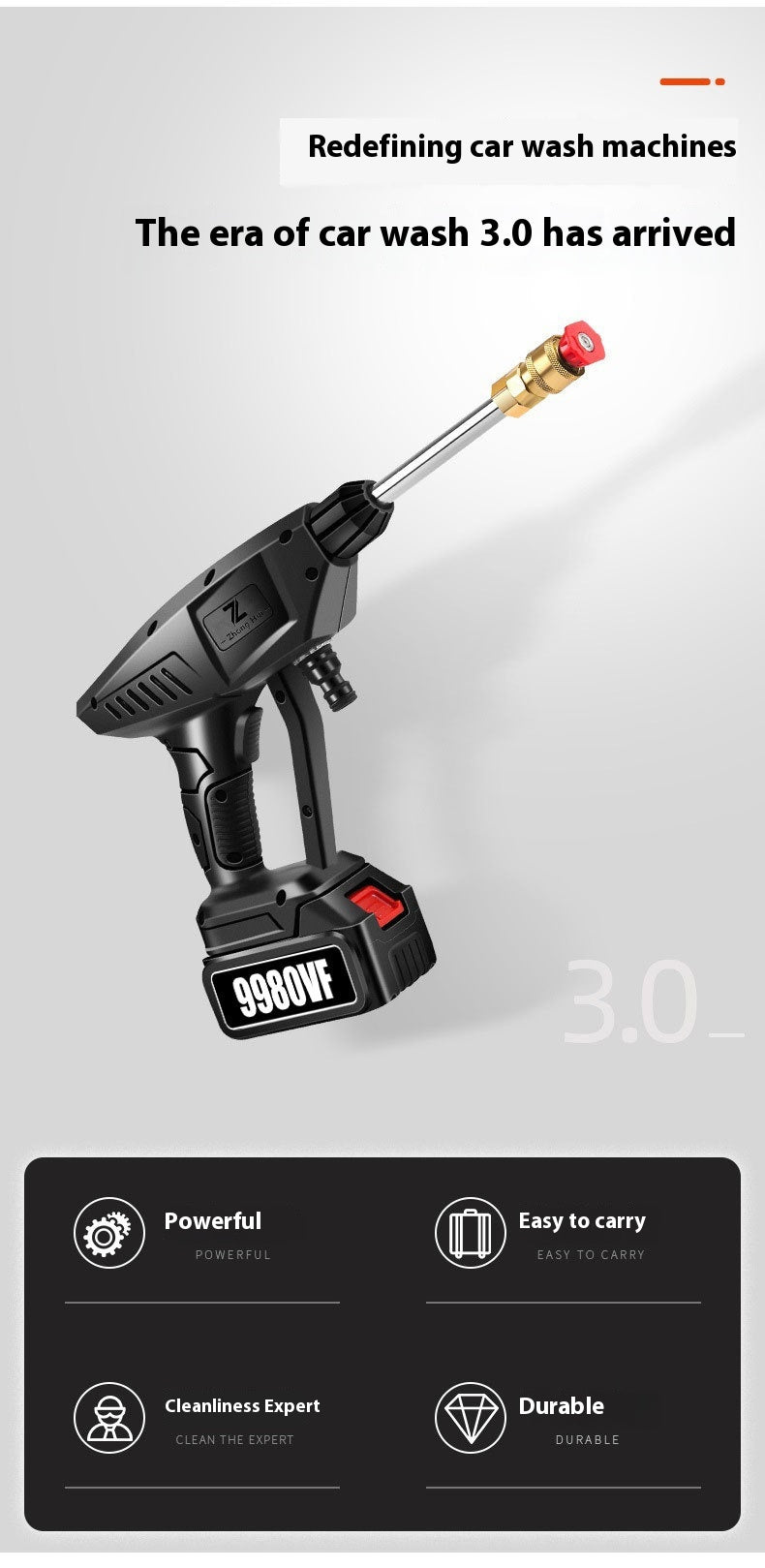 Wireless Lithium Battery Car Washing Gun Portable High Voltage