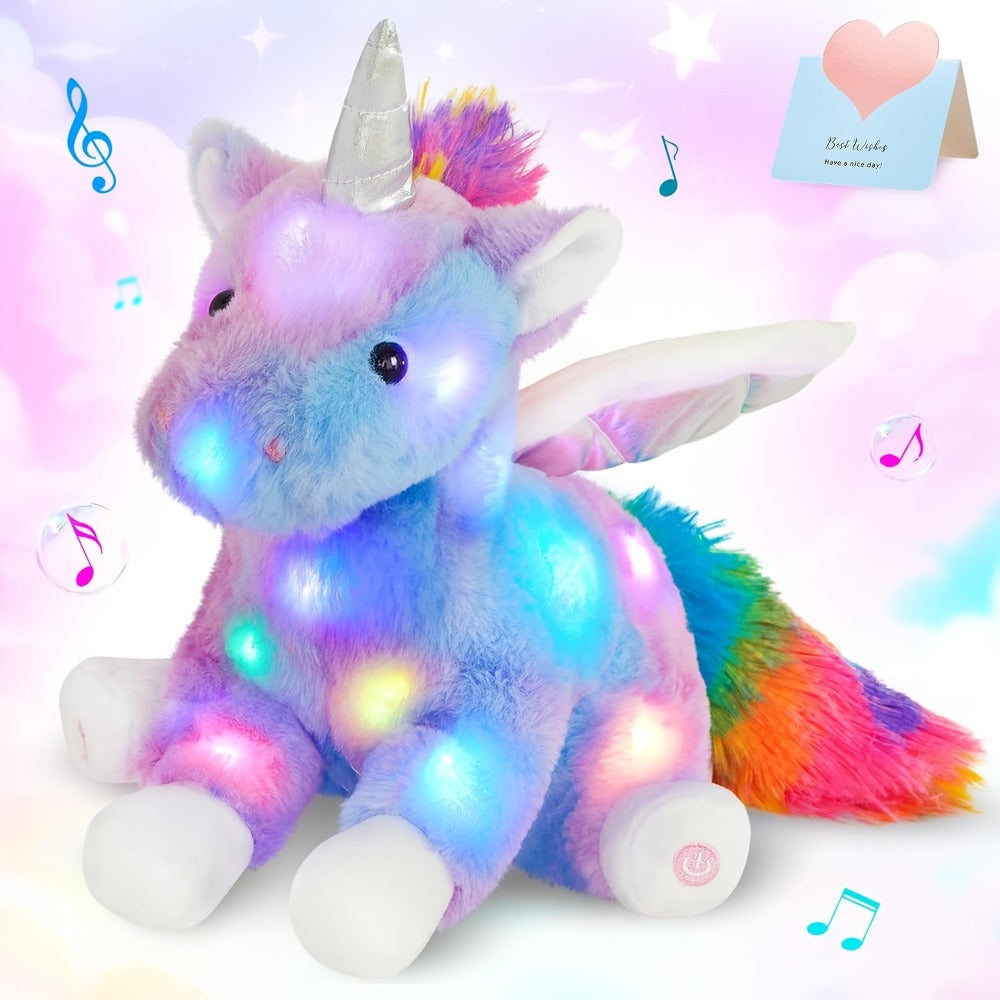 Plush Toy Rainbow Unicorn with LED Glow and Choice of Music or No-Music Light-Up choices for Bedtime — image 3