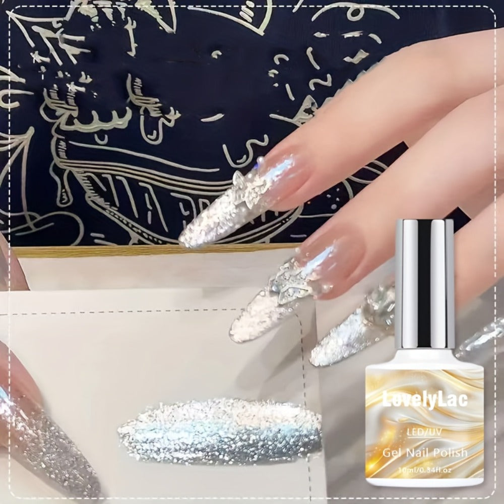 Gel Nail Polish, Shimmer White Glitter, Semi-Permanent LED Polygel, High-Shine Glossy Finish, Explosive — image 2