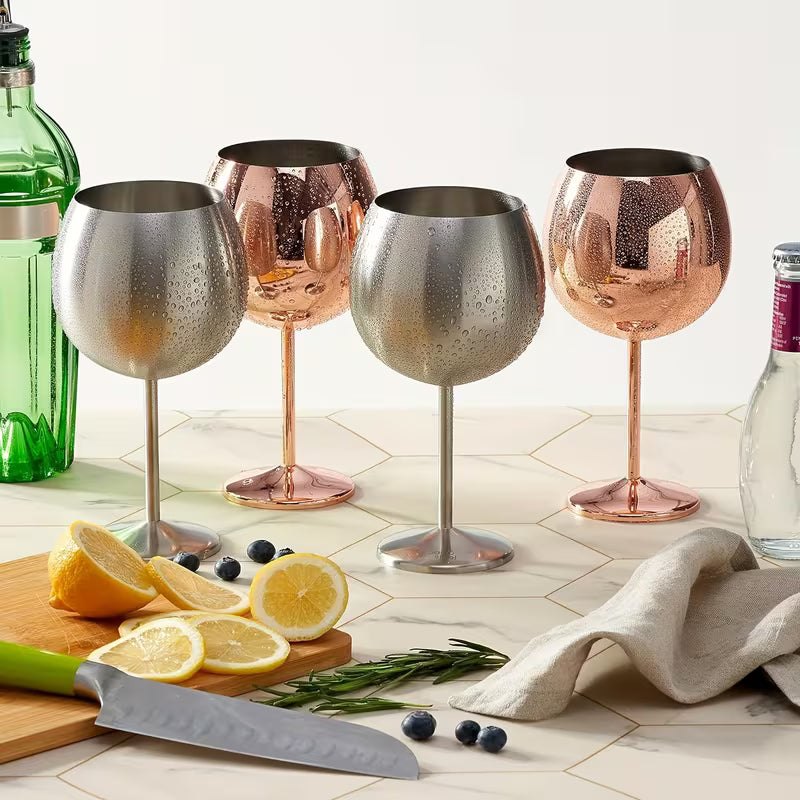 2-Piece Stainless Steel Spherical Wine Glass Set