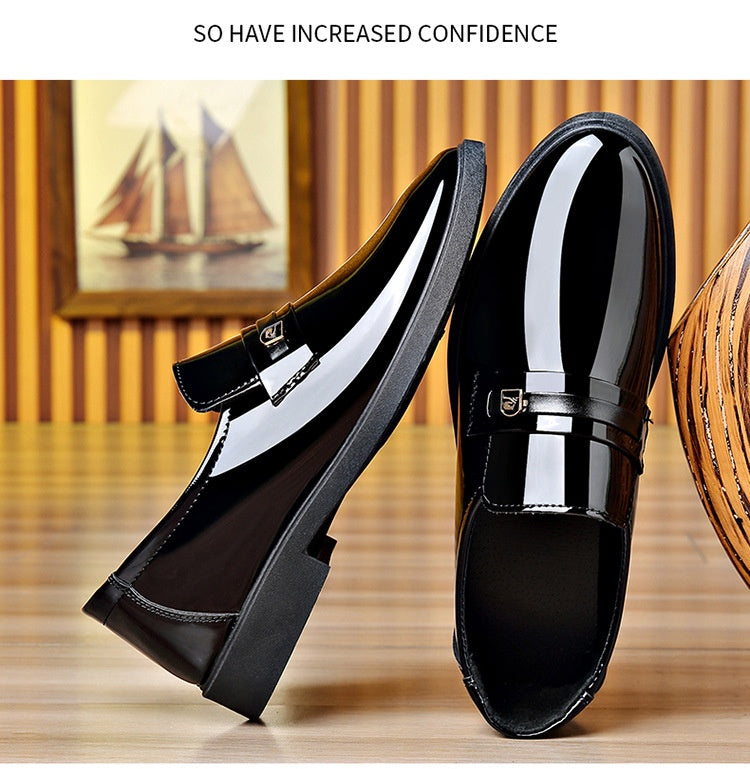 Dress Leather Shoes With A Mirror Like Slip On Design