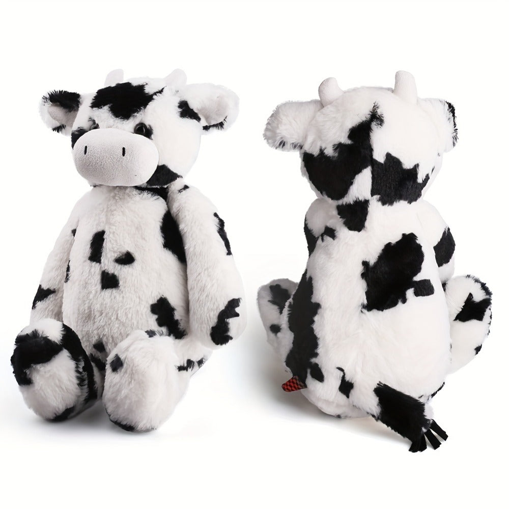 Stuffed Animal Black-and-White Cow in 16-Inch Size with Plush Fur and Care for Character Display, Room Decor and Gift Present
