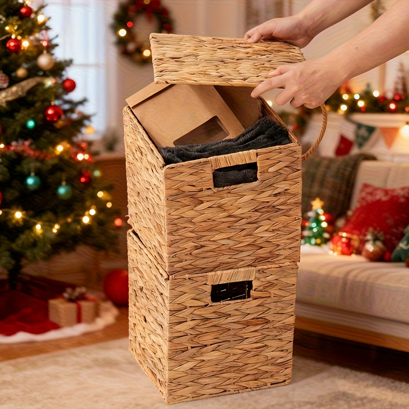 Water Hyacinth Storage Baskets with Seagrass and Paper Rope Options in 2- or 4-Pack Cube Sizes — image 20