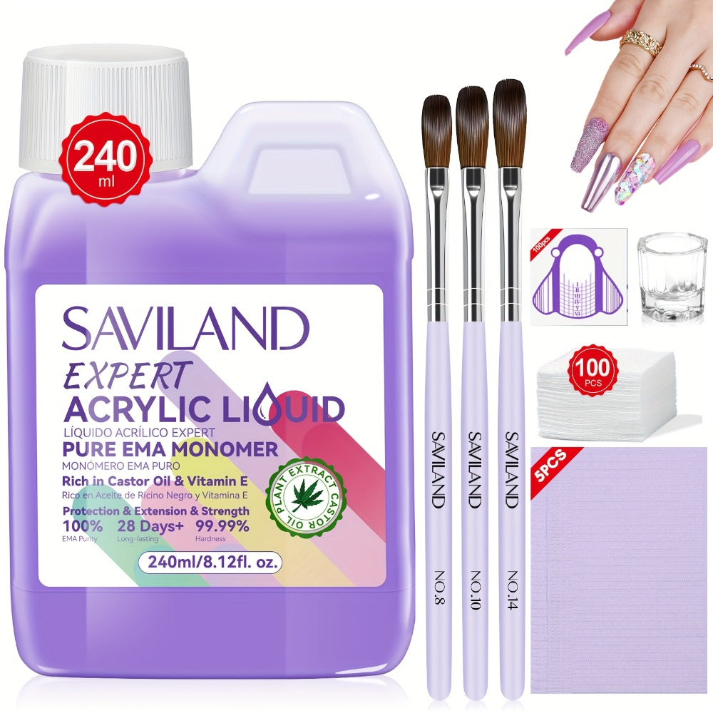 Odorless Acrylic Nail Liquid Monomer 8oz EMA Low Fume with Castor Oil & Vitamin E for Home and Salon Manicures — image 1