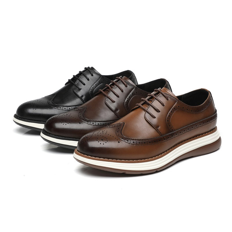 Ultra-fiber Thick-soled Trendy Men's Business Leather Shoes Comfortable And Casual