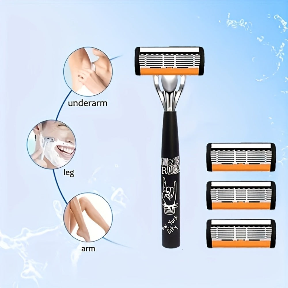 Safety Razor Kit 2 Handles 72 Double Edge Replacement Blades – Classic Wet Shaving Razor Set with Non-Slip Ergonomic Grip for