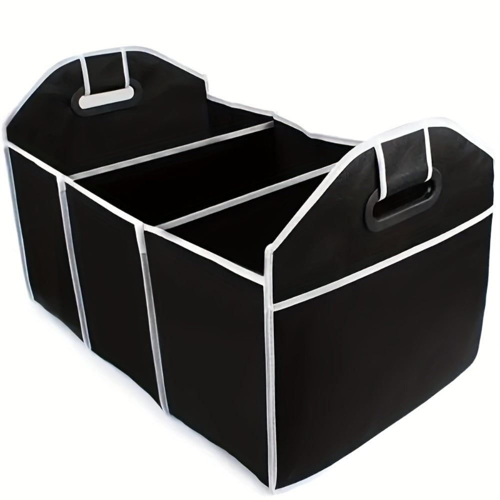 Car Trunk Organizer, Foldable 3-Compartment Black Storage Bin with Carry Handles and 1- or 2-Piece Options — image 5