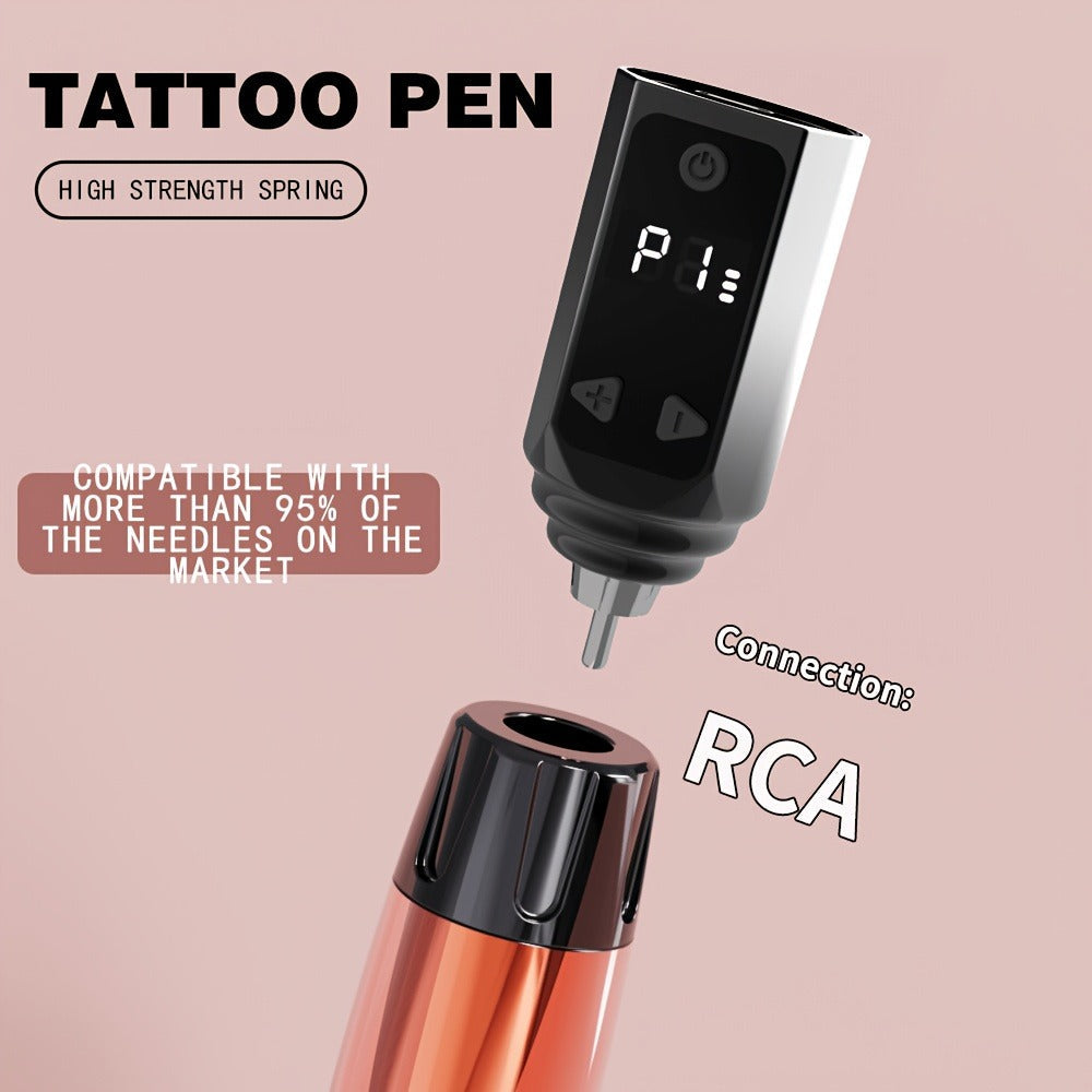 Tattoo Machine Set Complete Wireless - TM-72 Tattoo Pen Gun with Power Supply for Temporary Body Art, Festivals and Costumes 