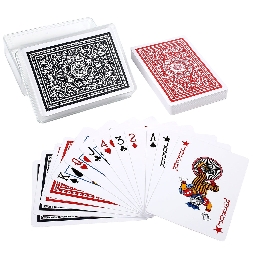 Waterproof Plastic Playing Cards – 2 Decks Poker Size Standard Index Cards with Cases, Washable Tear-Resistant PVC Game Cards